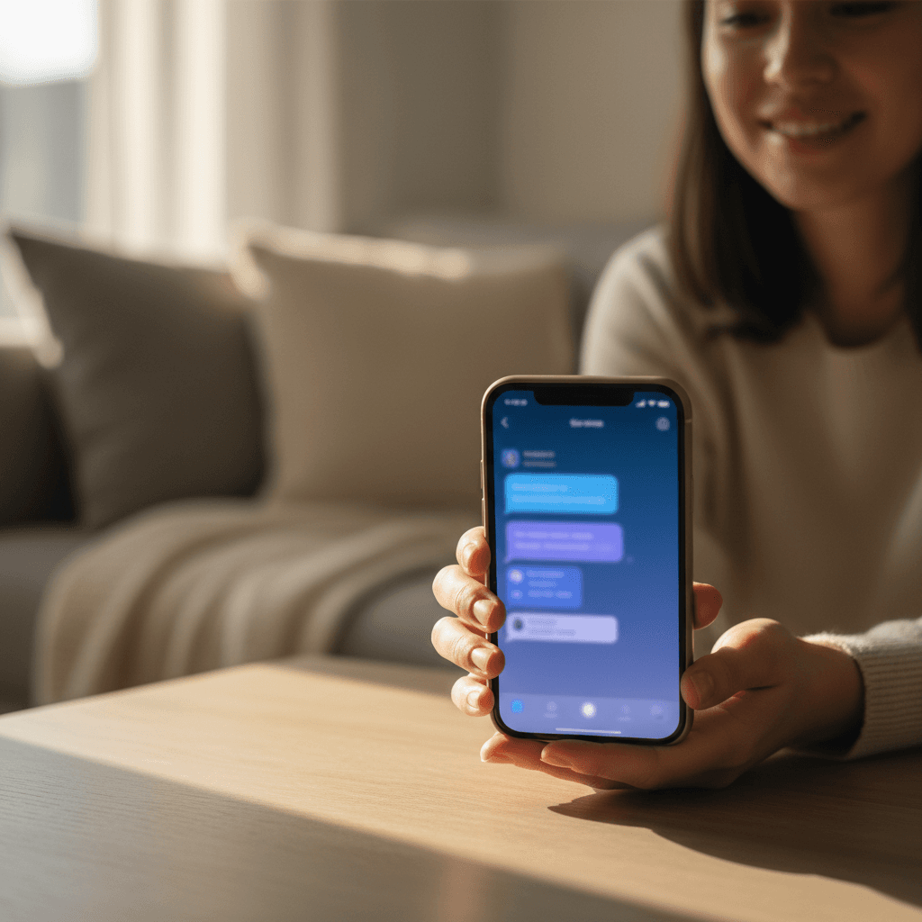 A smartphone showing a chat log with an attached file